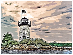 Ladies Delight Lighthouse Near Sunset - Digital Painting